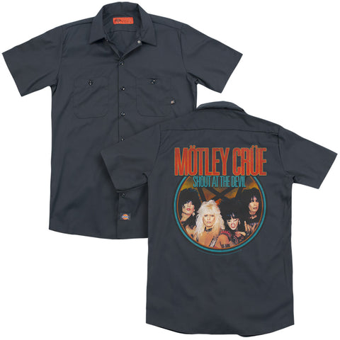 Motley Crue/crue Shout (back Print) - Adult Work Shirt - Charcoal - Sm
