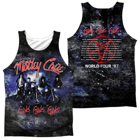 Motley Crue/girls Girls Girls (front/back Print)-adult Poly Tank Top-white