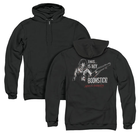 Army Of Darkness/boomstick (back Print) - Adult Zipper Hoodie-black