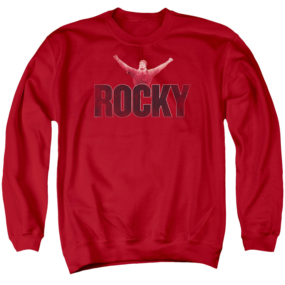 Rocky/victory Distressed - Adult Crewneck Sweatshirt - Red