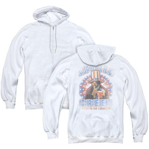 Rocky/apollo Creed (back Print) - Adult Zipper Hoodie - White