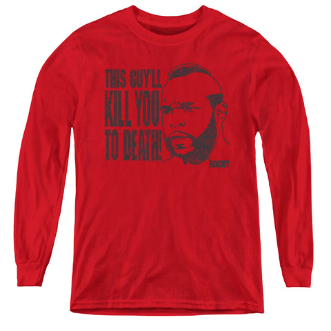 Rocky Iii/kill You To Death - Youth Long Sleeve Tee - Red - Sm