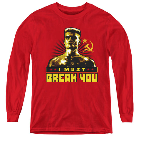 Rocky Iv/i Must Break You - Youth Long Sleeve Tee - Red