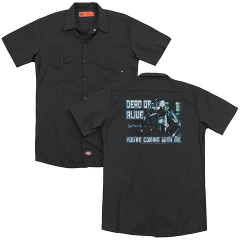 Robocop/dead Or Alive (back Print) - Adult Work Shirt - Black