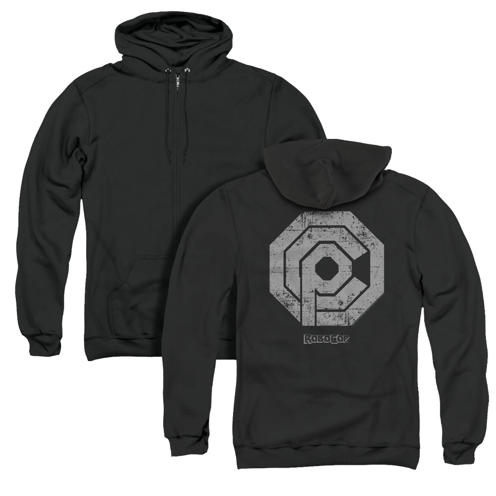 Robocop/distressed Ocp Logo (back Print) - Adult Zipper Hoodie-black-sm