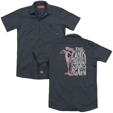 Pink Panther/strikes Again (back Print) - Adult Work Shirt - Charcoal