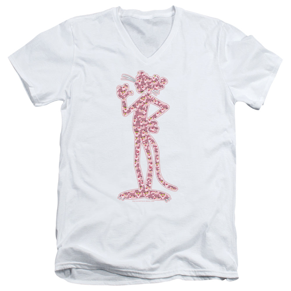 Pink Panther/heads - S/s Adult V-neck - White
