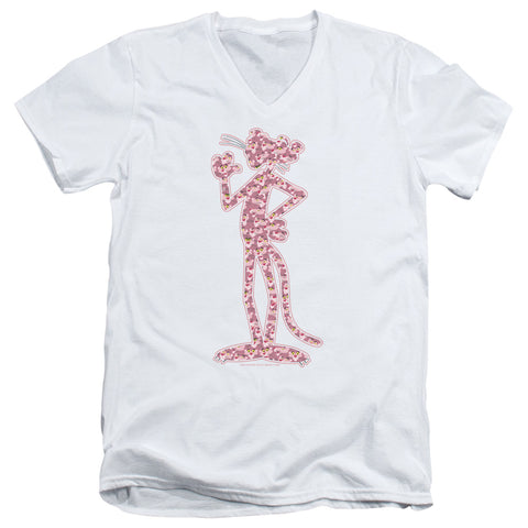 Pink Panther/heads - S/s Adult V-neck - White