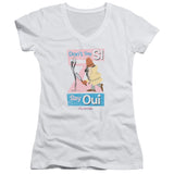 Juniors Sheer Cap Sleeve V-Neck