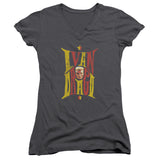 Juniors Sheer Cap Sleeve V-Neck