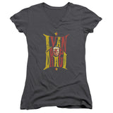 Juniors Sheer Cap Sleeve V-Neck