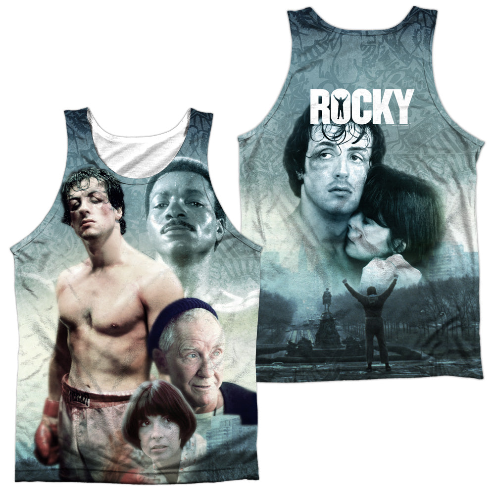 Rocky/montage (front/back Print)-adult 100% Poly Tank Top-white