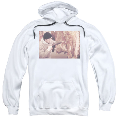 Rocky/meat Locker-adult Pull-over Hoodie-white