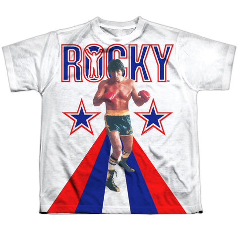 Rocky/red White And Blue-s/s Youth Poly Crew-white