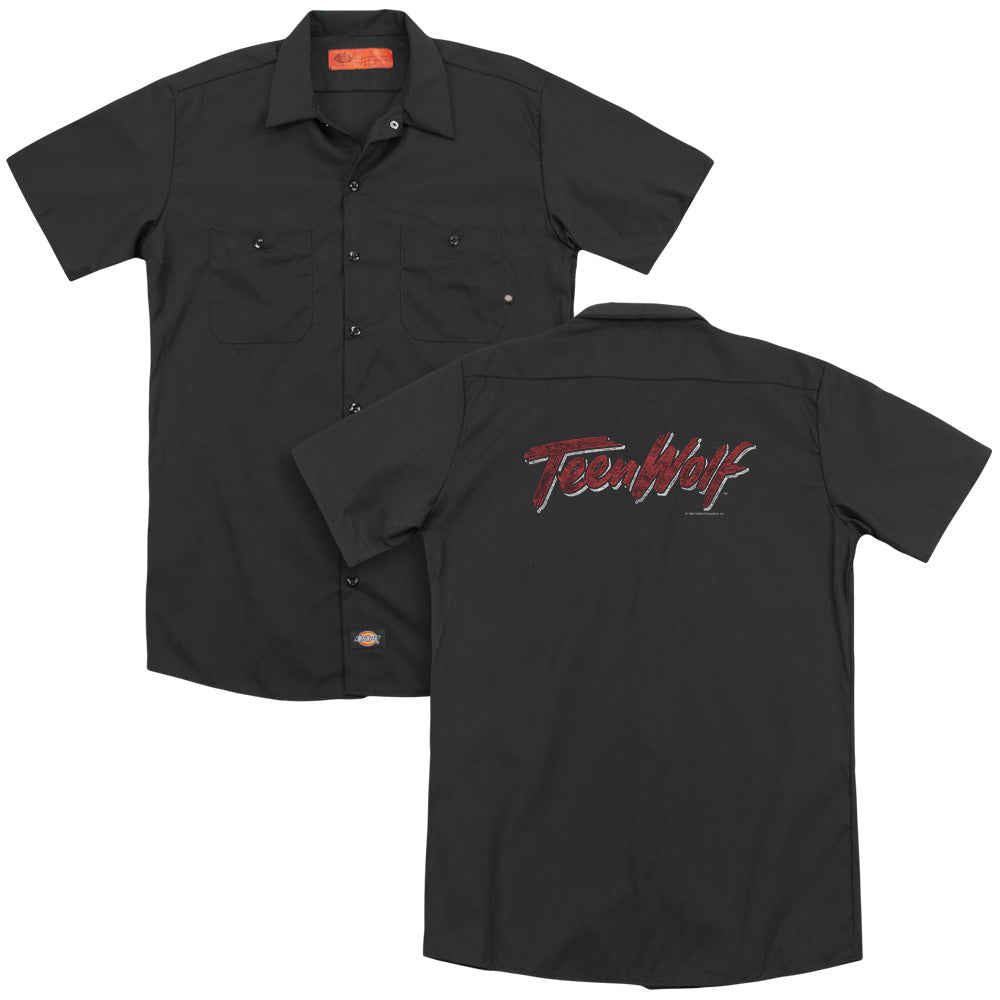 Teen Wolf/scrawl Logo(back Print) - Adult Work Shirt - Black
