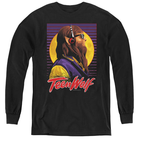Teen Wolf/headphone Wolf-youth Long Sleeve Tee-black-sm