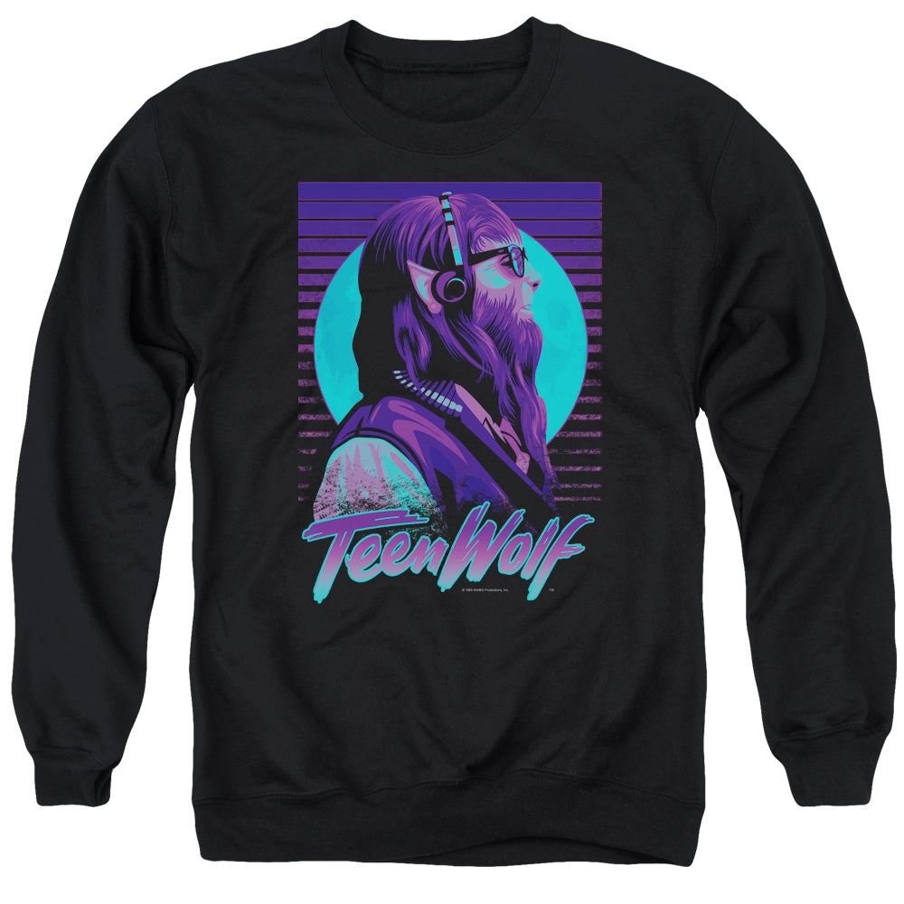 Teen Wolf/headphone Wolf-adult Crewneck Sweatshirt-black