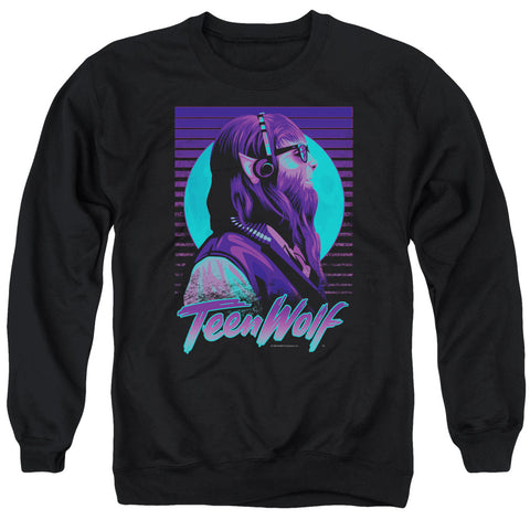 Teen Wolf/headphone Wolf-adult Crewneck Sweatshirt-black
