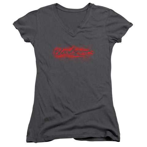 Juniors Sheer Cap Sleeve V-Neck