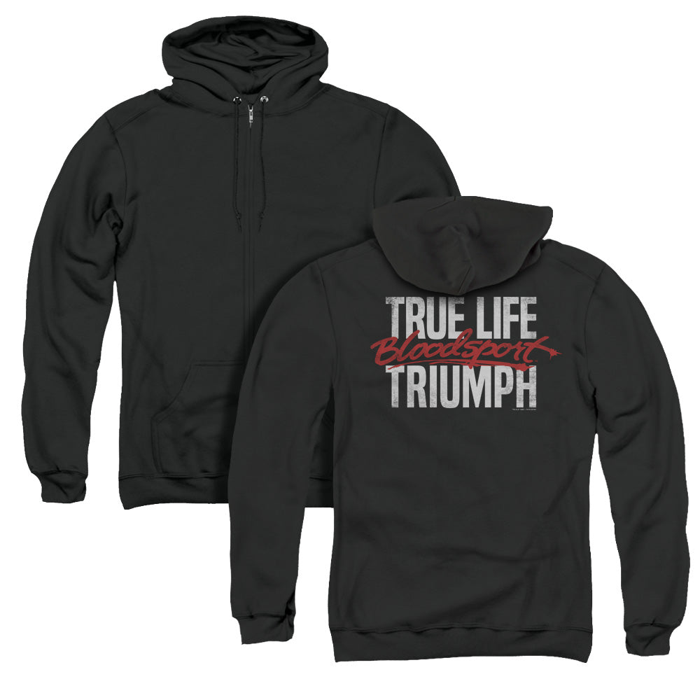 Bloodsport/true Story (back Print) - Adult Zipper Hoodie-black