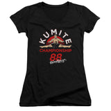 Juniors Sheer Cap Sleeve V-Neck