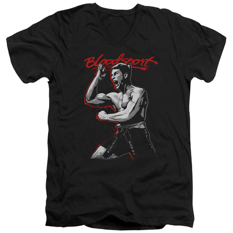 Bloodsport/loud Mouth-s/s Adult V-neck 30/1-black
