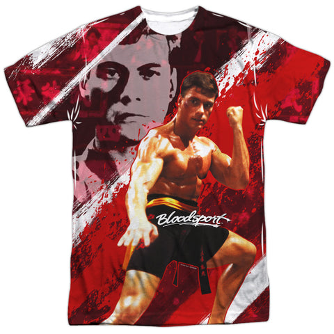 Bloodsport/fight Of Your Life-s/s Adult Poly Crew-white