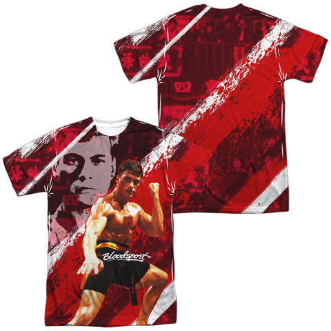 Bloodsport/fight Of Your Life (front/back Print)-s/s Adult Poly Crew-white