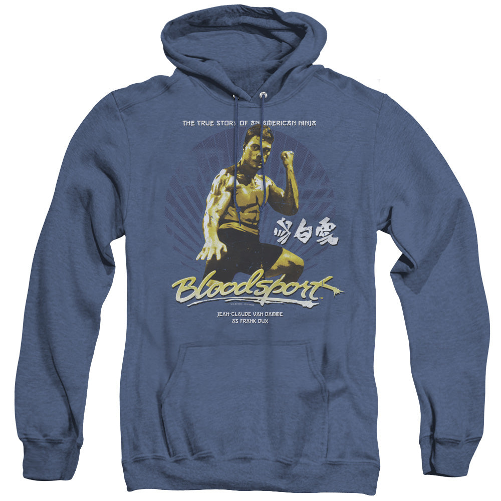 Bloodsport/american Ninja-adult Heather Hoodie-royal Blue