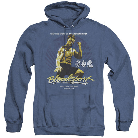 Bloodsport/american Ninja-adult Heather Hoodie-royal Blue