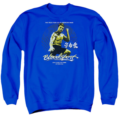 Bloodsport/american Ninja-adult Crewneck Sweatshirt-royal Blue