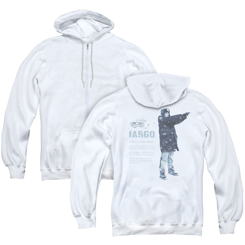 Fargo/this Is A True Story (back Print) - Adult Zipper Hoodie-white-sm