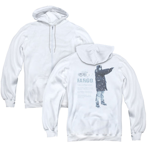 Fargo/this Is A True Story (back Print) - Adult Zipper Hoodie-white-sm