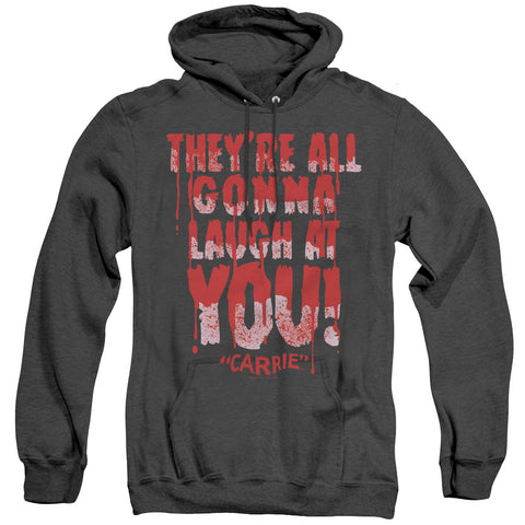 Carrie/laugh At You-adult Heather Hoodie-black