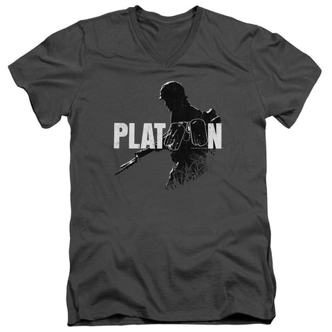 Platoon/shadow Of War-s/s Adult V-neck 30/1-charcoal