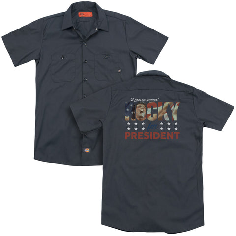 Rocky/a Proven Winner (back Print) - Adult Work Shirt - Charcoal - Sm