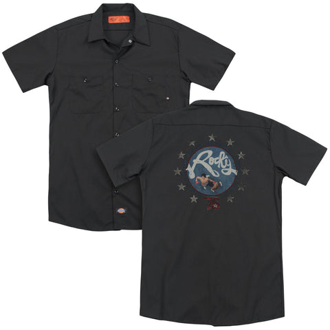 Rocky/bloodiest Bicentennial (back Print) - Adult Work Shirt - Black