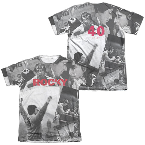 Rocky/40th Anniversay Collage (front/back Print)-adult Poly/cotton S/s Tee-white