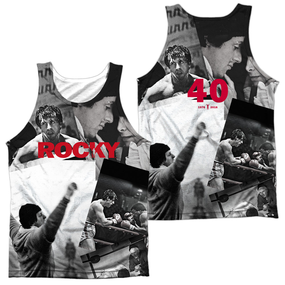 Rocky/40th Anniversay Collage (front/back Print)-adult Poly Tank Top-white
