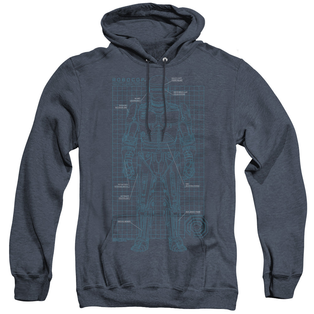 Robocop/schematic-adult Heather Hoodie-navy-sm