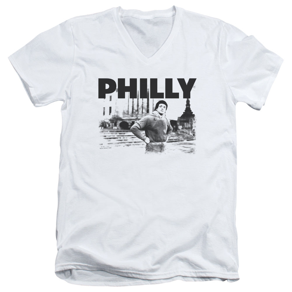 Rocky/philly-s/s Adult V-neck 30/1-white-sm