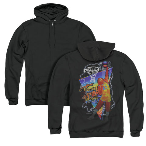Teen Wolf/electric Wolf (back Print) - Adult Zipper Hoodie-black-sm