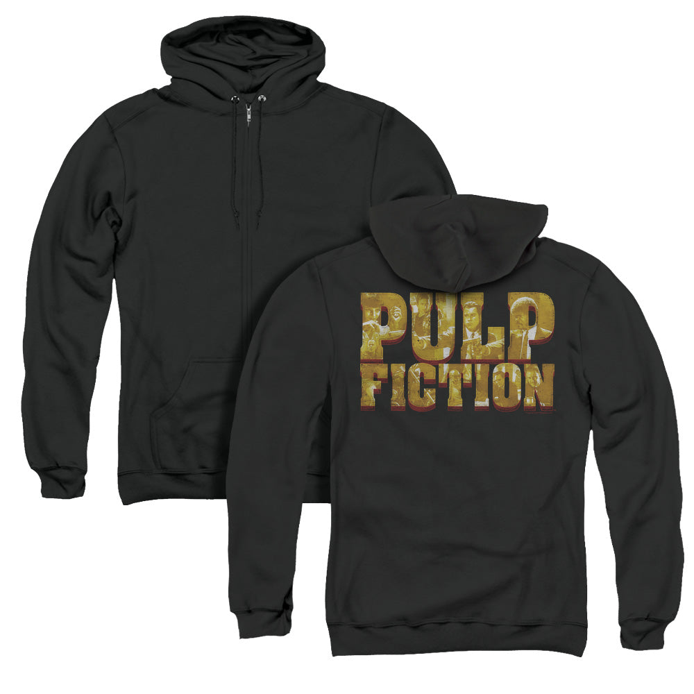 Pulp Fiction/pulp Logo (back Print) - Adult Zipper Hoodie-black-sm