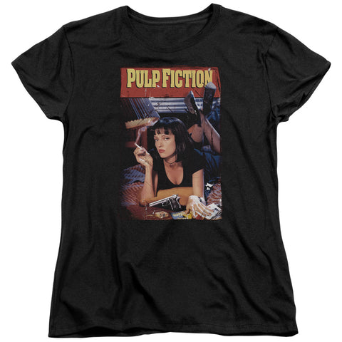 Pulp Fiction/poster-s/s Womens Tee-black-sm