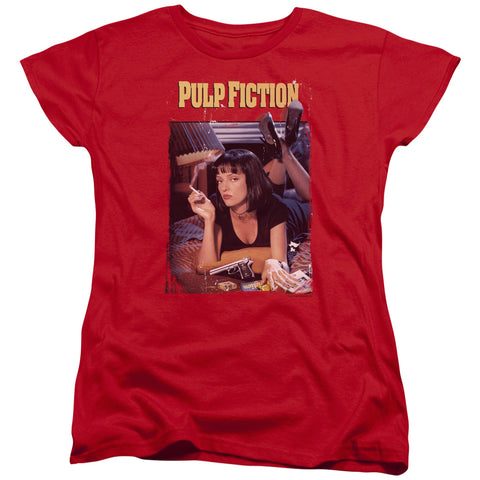 Pulp Fiction/poster-s/s Womens Tee-red