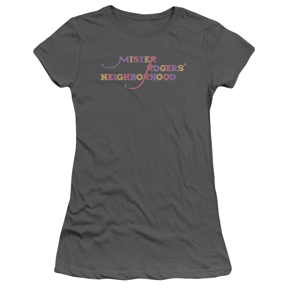 Mister Rogers/colorful Logo-s/s Junior Sheer-charcoal-sm