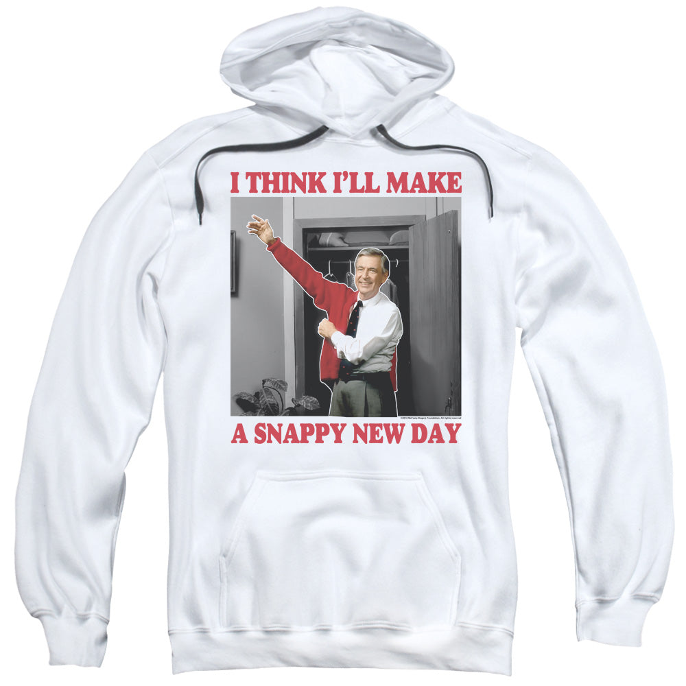 Mister Rogers/a Snappy New Day-adult Pull-over Hoodie-white