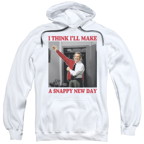Mister Rogers/a Snappy New Day-adult Pull-over Hoodie-white