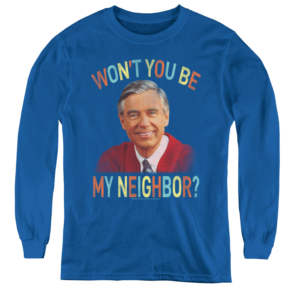 Mister Rogers/wont You-youth Long Sleeve Tee-royal Blue