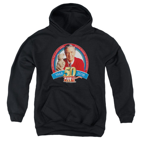 Mister Rogers/50th Anniversary Design-youth Pull-over Hoodie-black